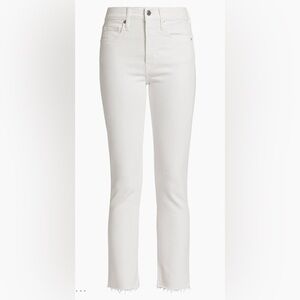 Veronica Beard sz 26 Carly Kick Flare High Rise White Raw Edge Jeans great cond